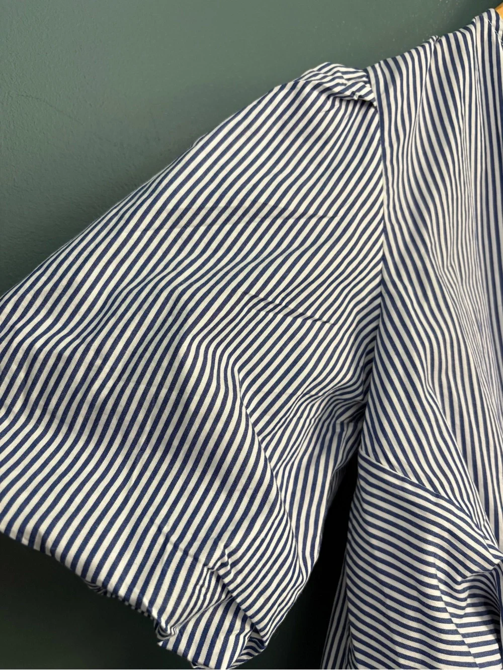 Maeve Women’s 100% Cotton Tie-Front Blouse Blue Stripe Size XS